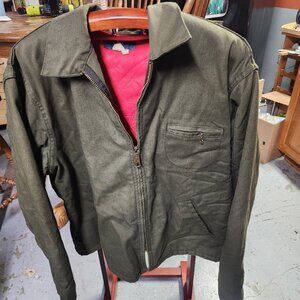 VTG 70's Osh Gosh Bgosh Green Denim red quilted lined jacket size 46 R